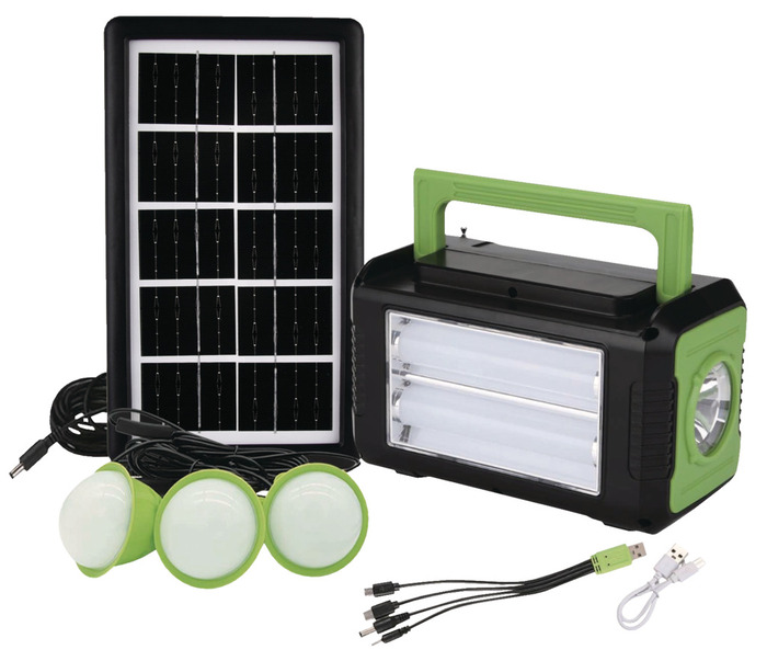 Nødradio med solceller, 3 lygter og powerbank 1800 mAh